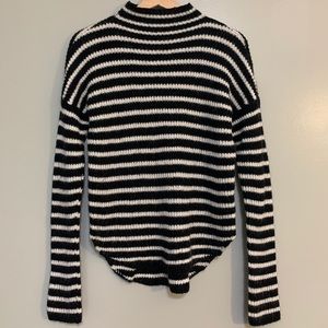 Express Black/White Striped Mock neck sweater